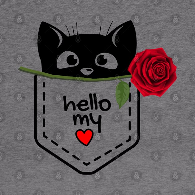 Sweet cute kitten in the pocket saying HELLO my Love / perfect gift for ALL by Yurko_shop